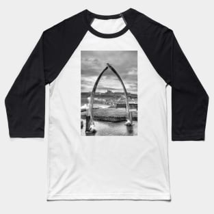 Whitby Whale Bones Arch Framing Whitby Abbey Baseball T-Shirt